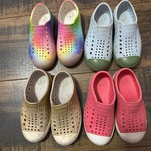 Native Kids Water Shoes - Rainbow, White, Gold, and Pink